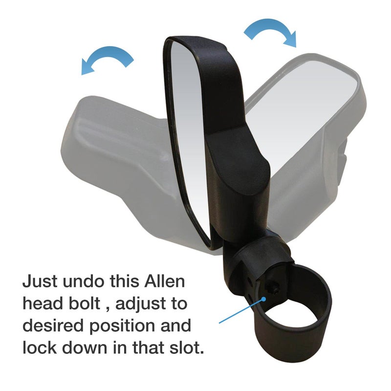 SPAUTO UTV Side Mirrors For 1.6" - 2" Roll Cage Bar, UTV Mirrors Compatible with with Polaris RZR/Can Am Maverick/Kawasaki Mule/Honda Pioneer/Yamaha Rhino/SXS/YXZ/Zforce, Shatter-Proof Tempered Glass - Image 5